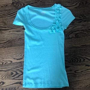 J Crew Small Aqua Scoop Neck T